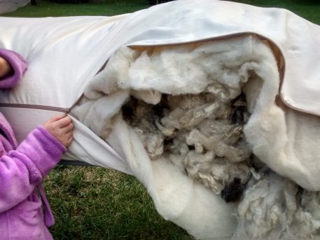 Zipping shut your DIY wool mattress
